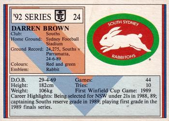 1992 Regina NSW Rugby League #24 Darren Brown Back